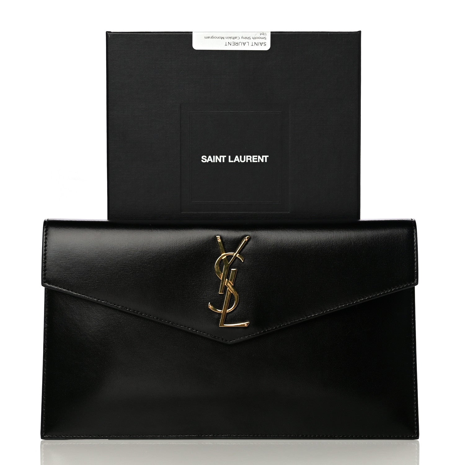 Saint Laurent Smooth Shiny Calfskin Monogram Uptown Pouch Black 14 of 14