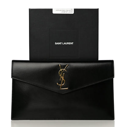 Saint Laurent Smooth Shiny Calfskin Monogram Uptown Pouch Black 14 of 14