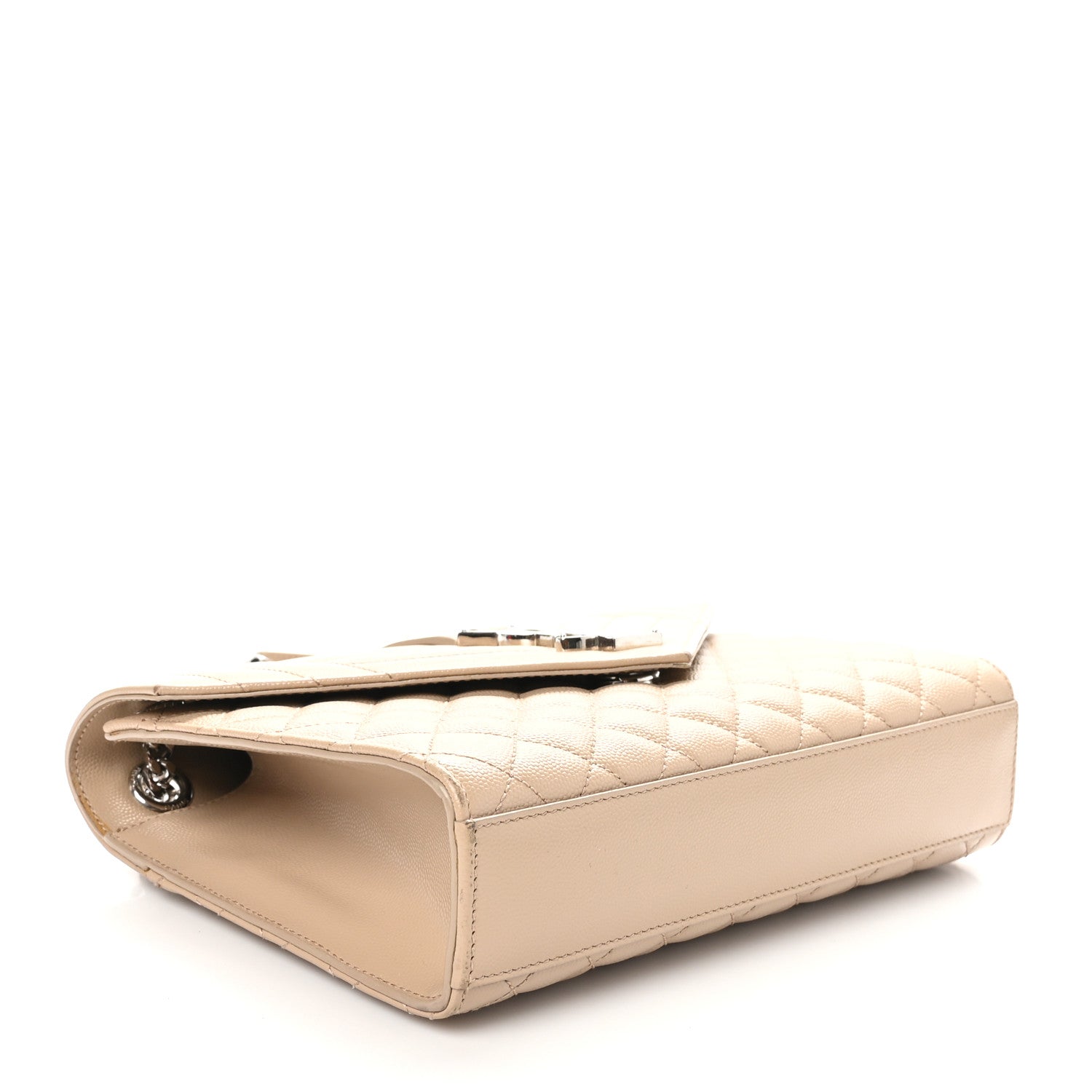 Saint Laurent Grain De Poudre Textured Mixed Matelasse Medium Triquilt Monogram Satchel Dark Beige 4 of 10