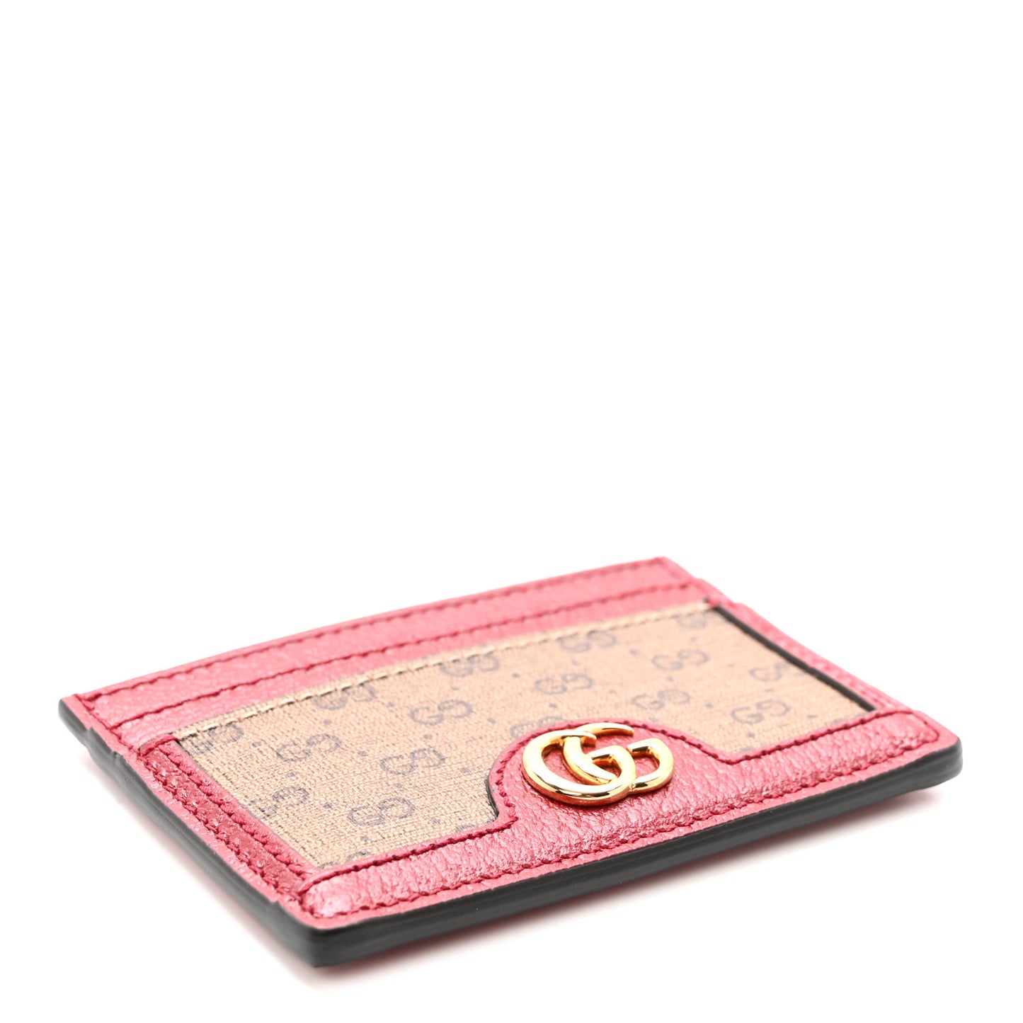 X DORAEMON Mini Vintage GG Supreme Monogram Card Holder Beige Cherry Red