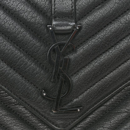 Saint Laurent Sheepskin Matelasse Chevron Monogram Monochrome Medium College Bag Black 15 of 17