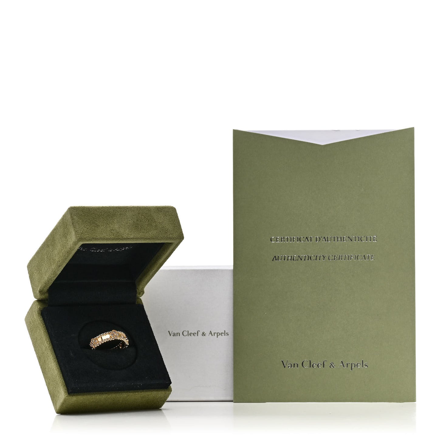 18K Yellow Gold Diamond Sweet Perlee Clovers Ring 55 7.25