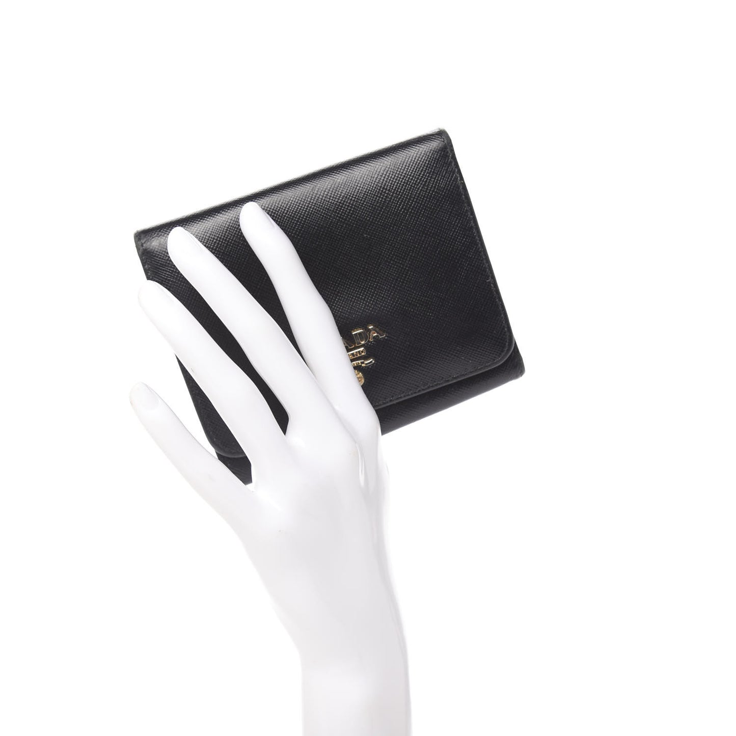 Saffiano Metal Tri-Fold Wallet Black