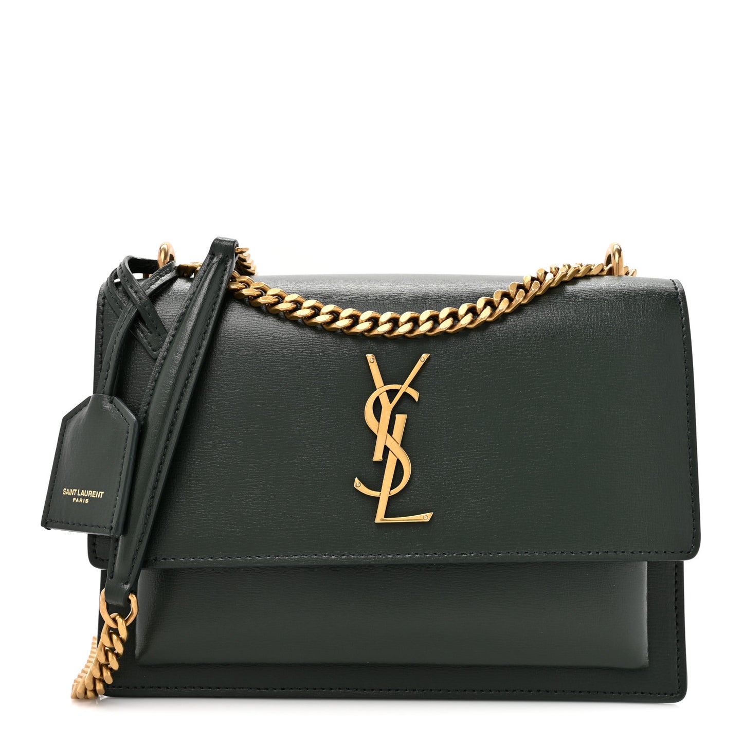 Smooth Calfskin Medium Monogram Sunset Satchel Dark Green