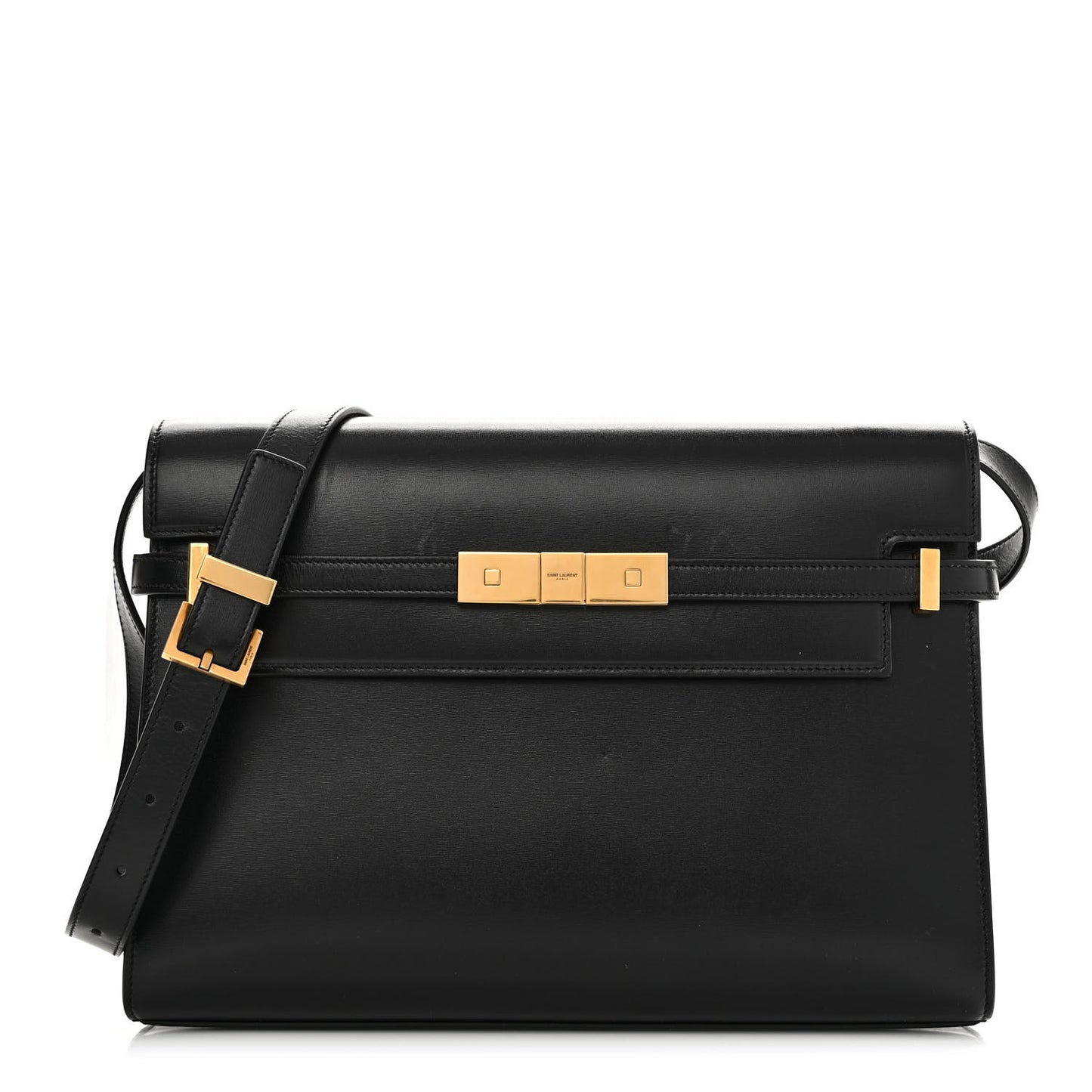 Smooth Calfskin Manhattan Shoulder Bag Black