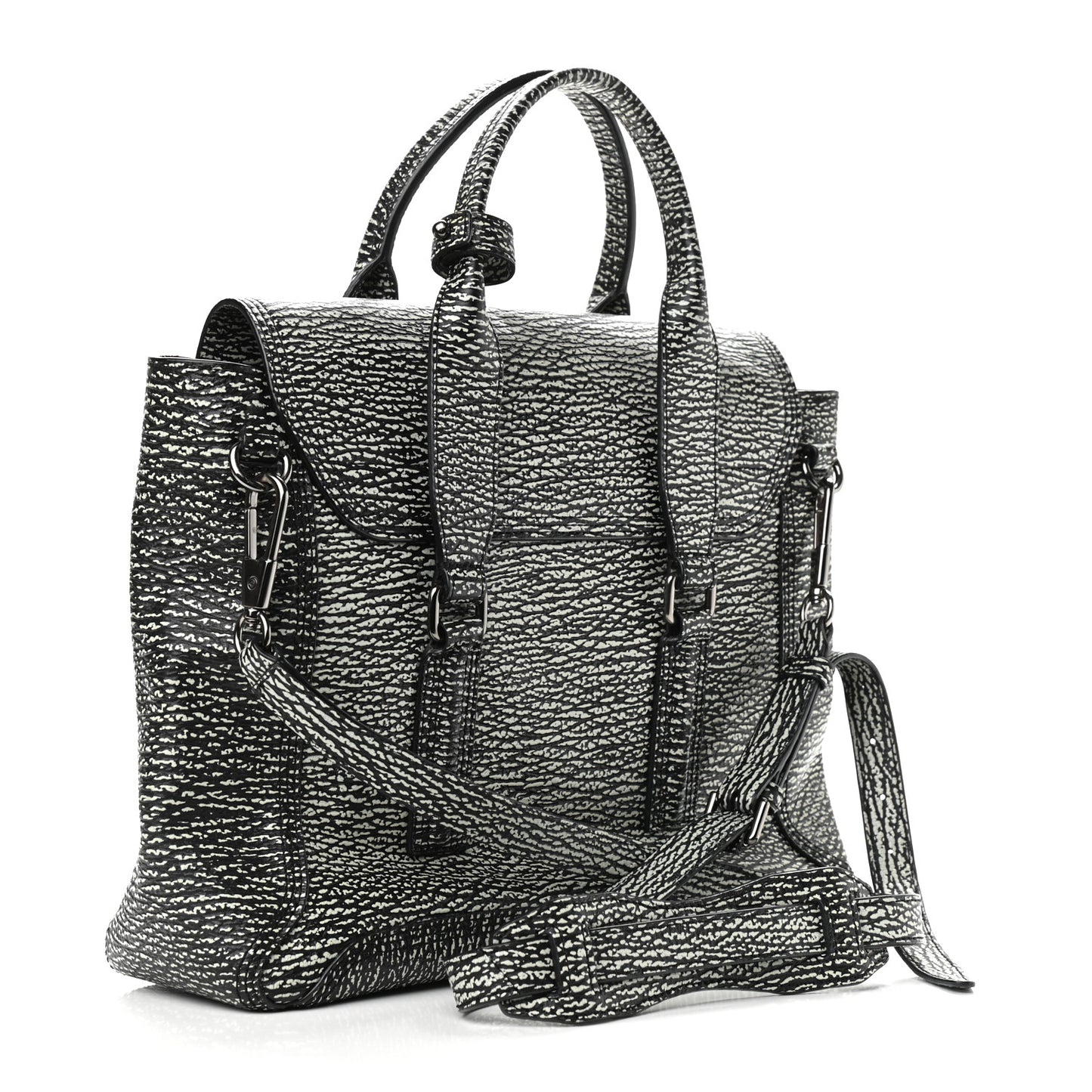 Textured Calfskin Medium Pashli Satchel Black Cream