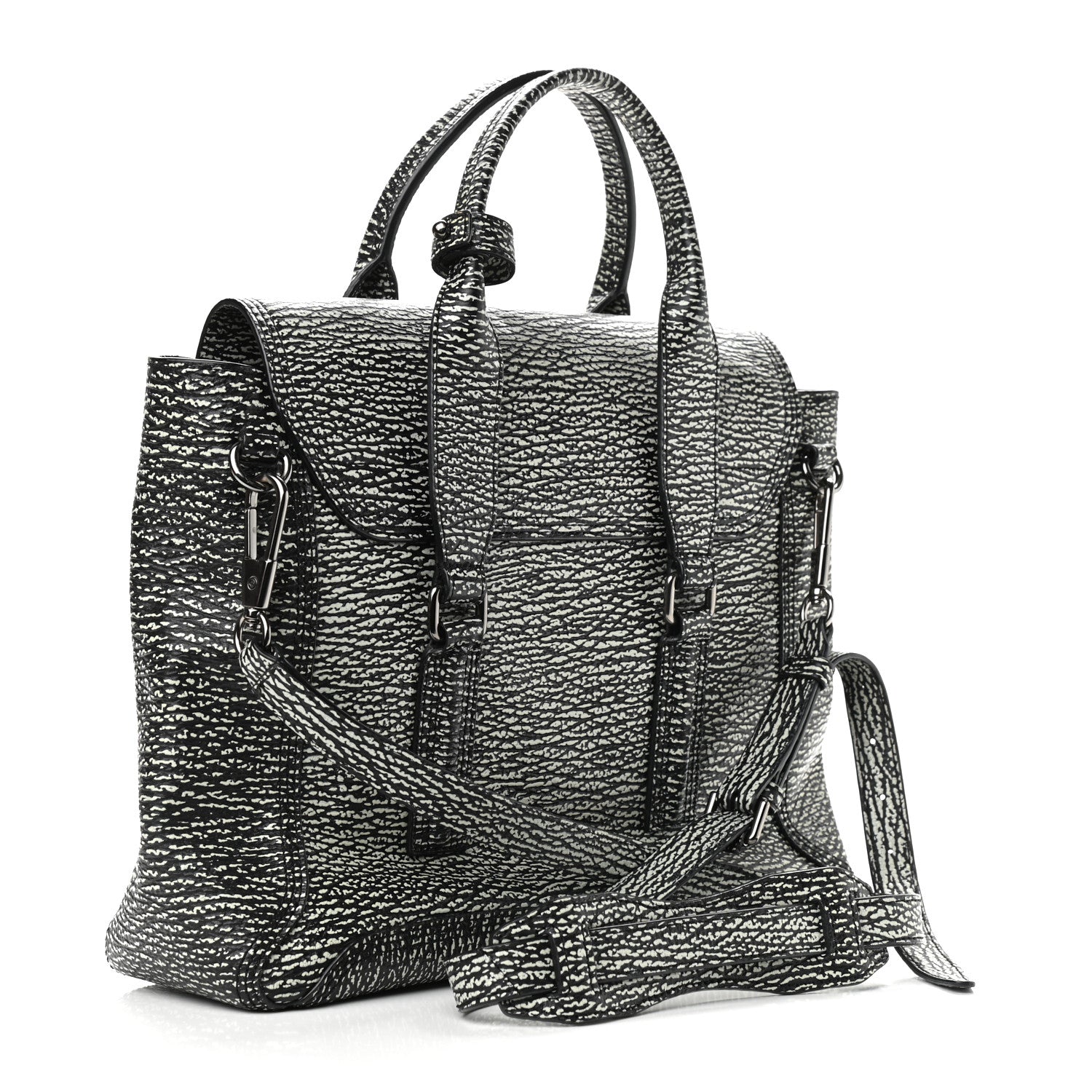 3.1 Phillip Lim Textured Calfskin Medium Pashli Satchel Black Cream 3 of 9