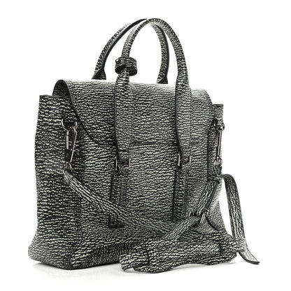 3.1 Phillip Lim Textured Calfskin Medium Pashli Satchel Black Cream 3 of 9