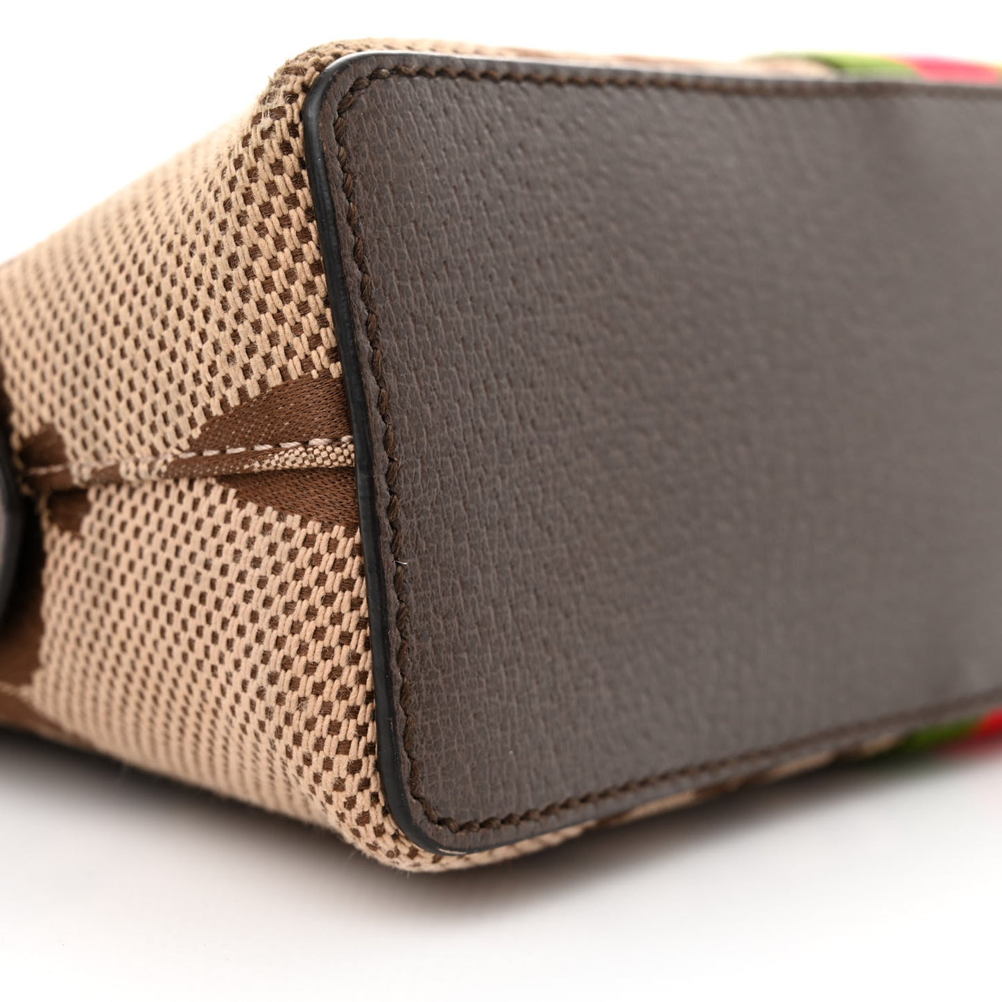 Monogram Jumbo GG Textured Dollar Calfskin Web Small Ophidia Dome Shoulder Bag Camel Ebony New Acero