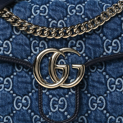 Gucci Denim Matelasse Small GG Marmont Shoulder Bag Blue 8 of 11