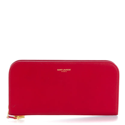 Saint Laurent Calfskin Classic Zip Around Continental Wallet Rouge Orient 1 of 8