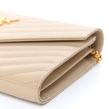 Saint Laurent Grain De Poudre Matelasse Chevron Monogram Chain Wallet Nude Powder 8 of 8