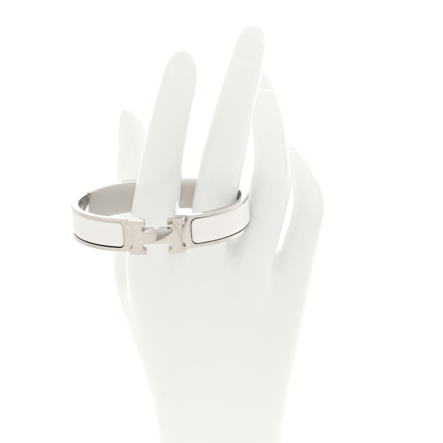 Hermes Enamel Narrow Clic Clac H Bracelet GM White 2 of 4