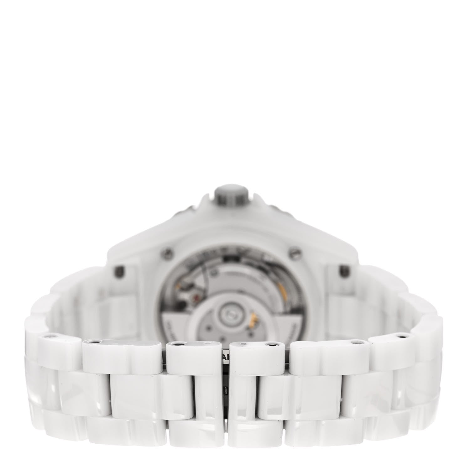 Chanel Stainless Steel Ceramic Diamond 38mm J12 Automatic Watch White 3 of 5