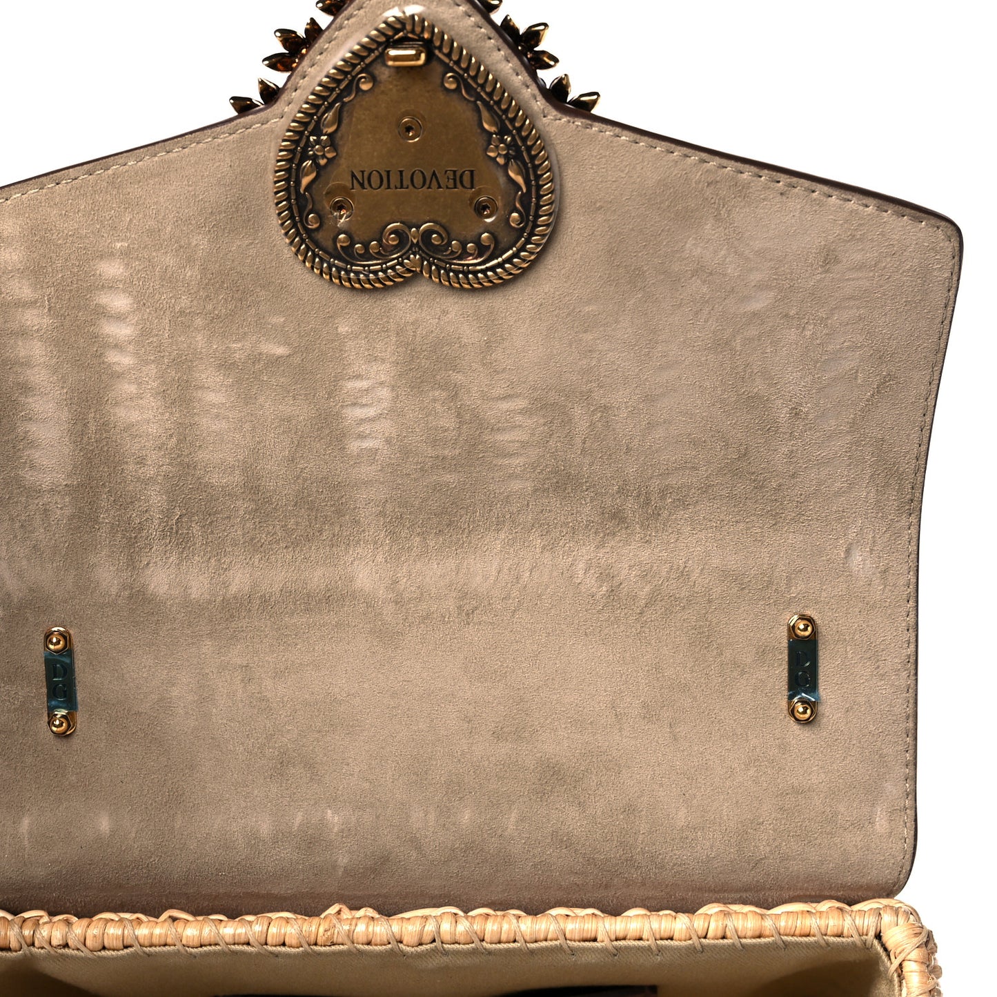 Wicker Calfskin Medium Devotion Crossbody Bag Brown