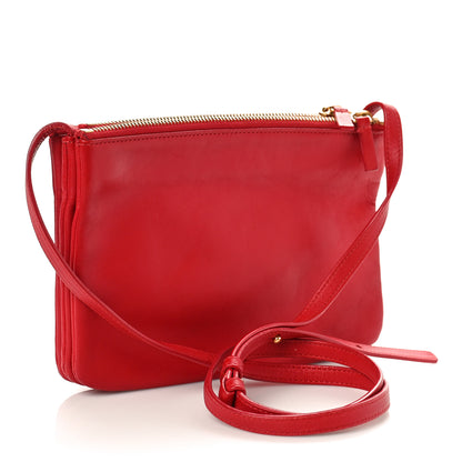 Celine Lambskin Small Trio Crossbody Bag Red 3 of 11