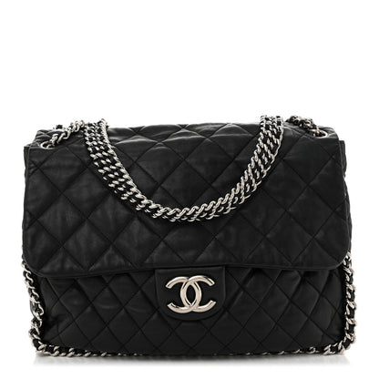 Chanel Washed Lambskin Quilted Maxi Chain Around Flap Black 1 of 11