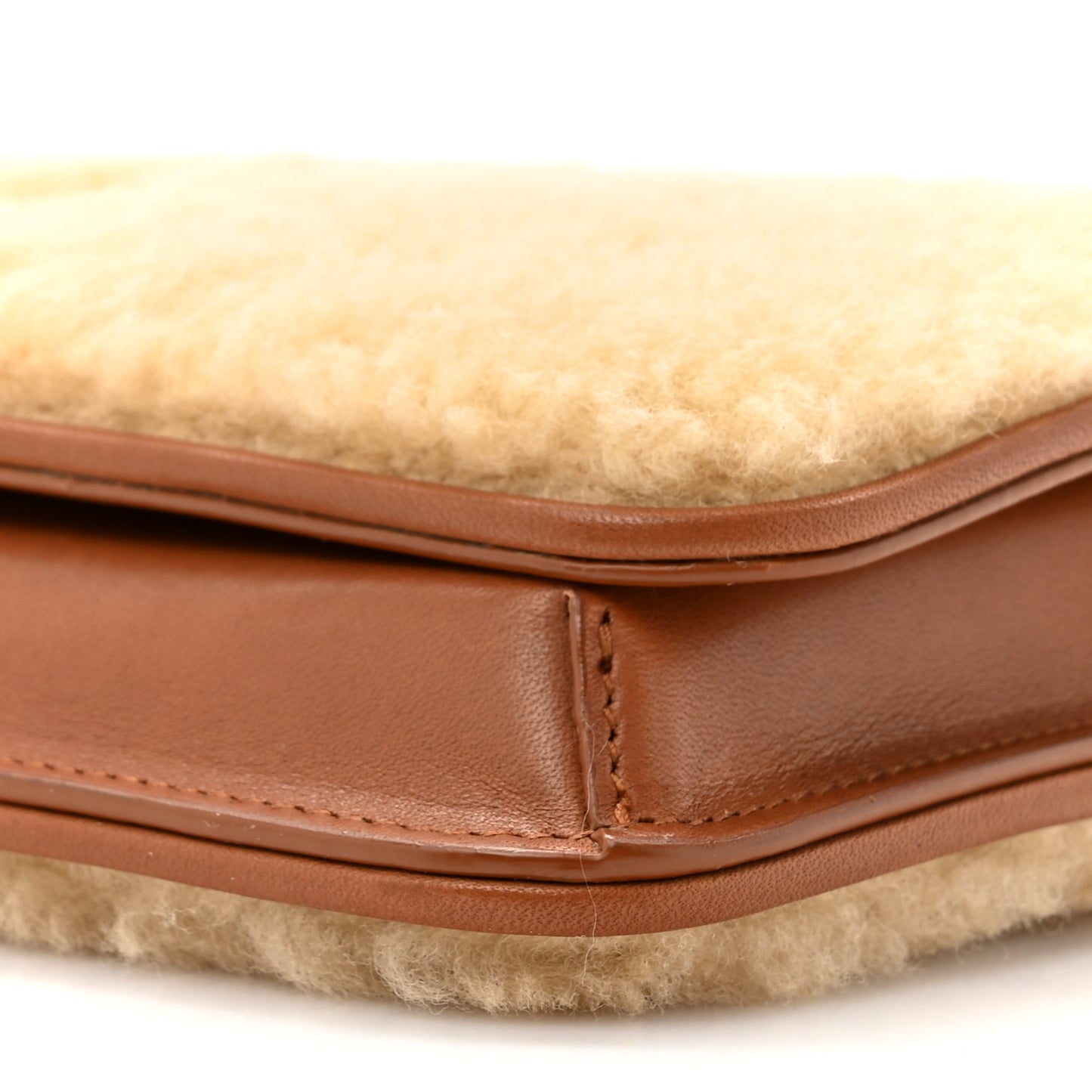 Shearling Monogram Phone Holder Crossbody Brown