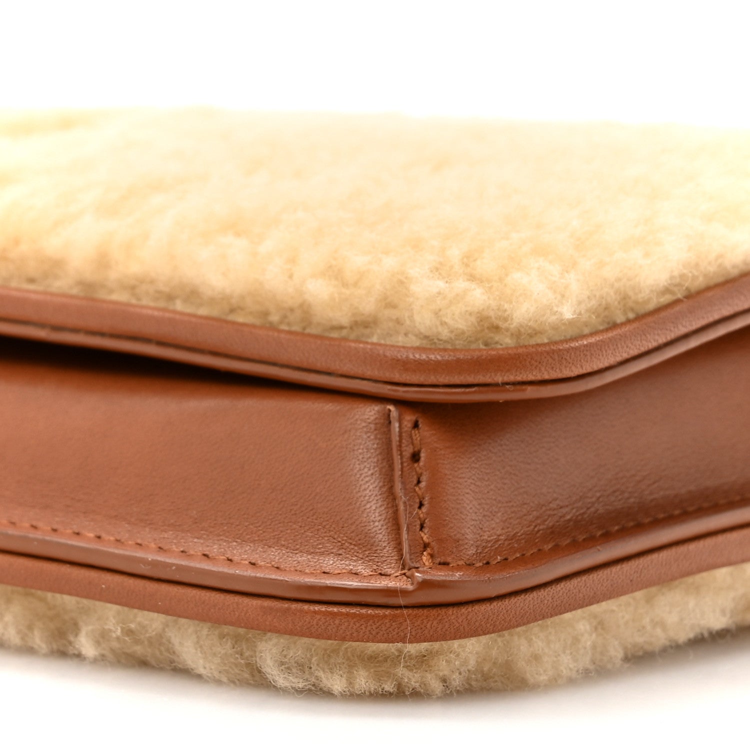 Saint Laurent Shearling Monogram Phone Holder Crossbody Brown 8 of 10