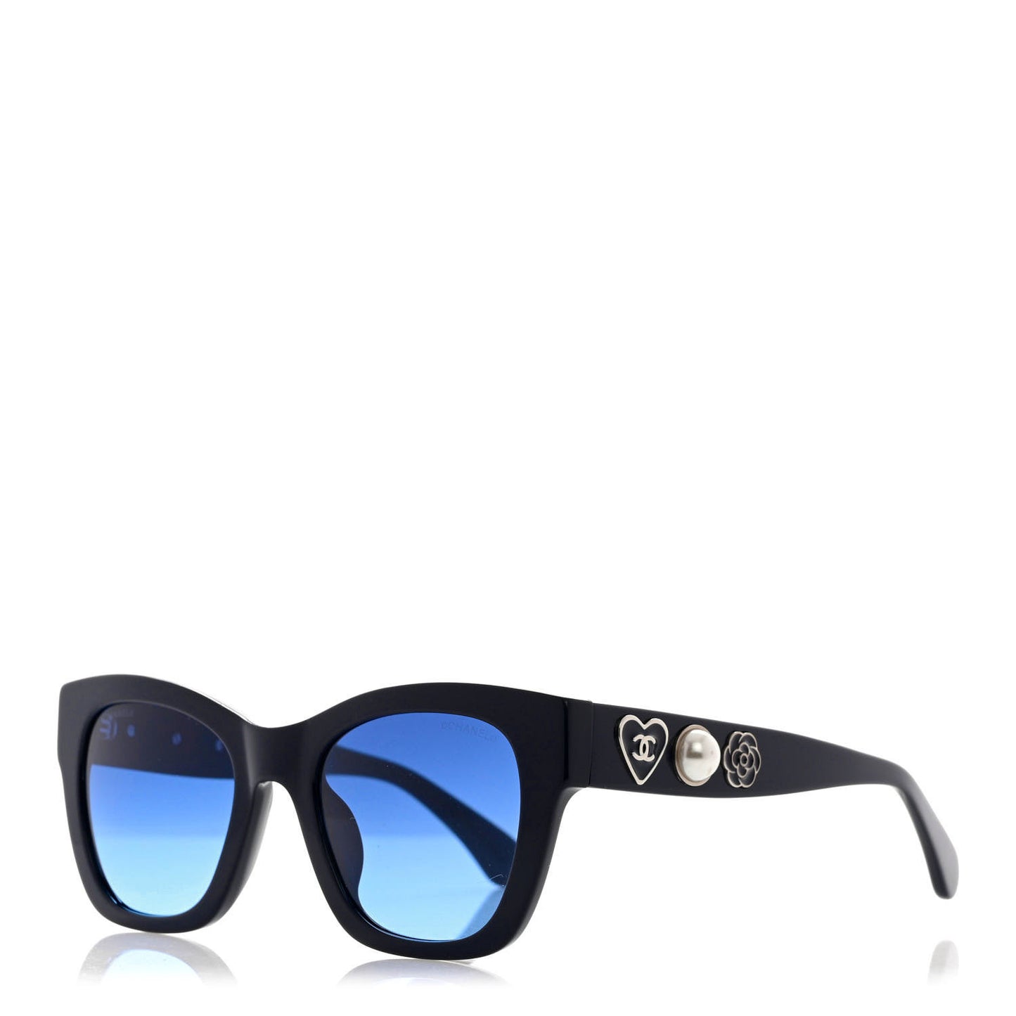 Acetate Square CC Pearl Heart Sunglasses 5478 Navy Blue