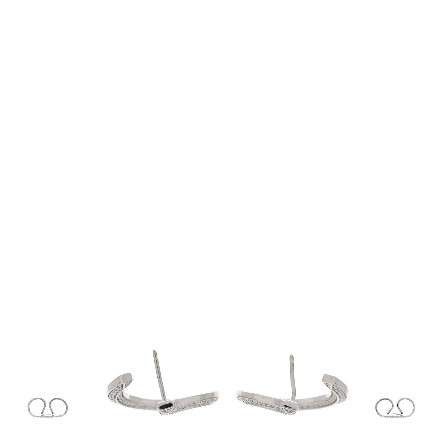 18K White Gold Diamond T1 Open Hoop Earrings