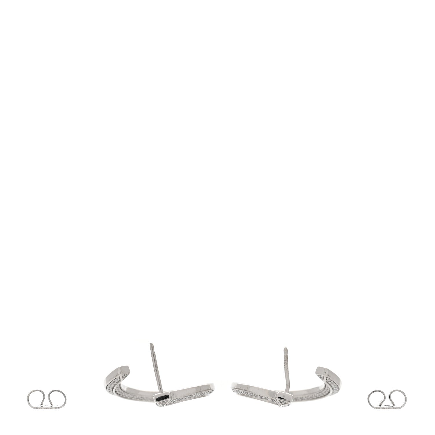Tiffany 18K White Gold Diamond T1 Open Hoop Earrings 3 of 6