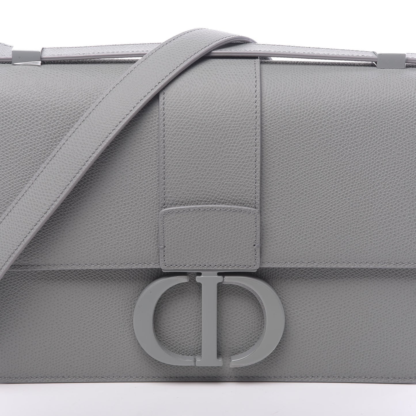 Ultra Matte Grained Calfskin 30 Montaigne Flap Bag Grey