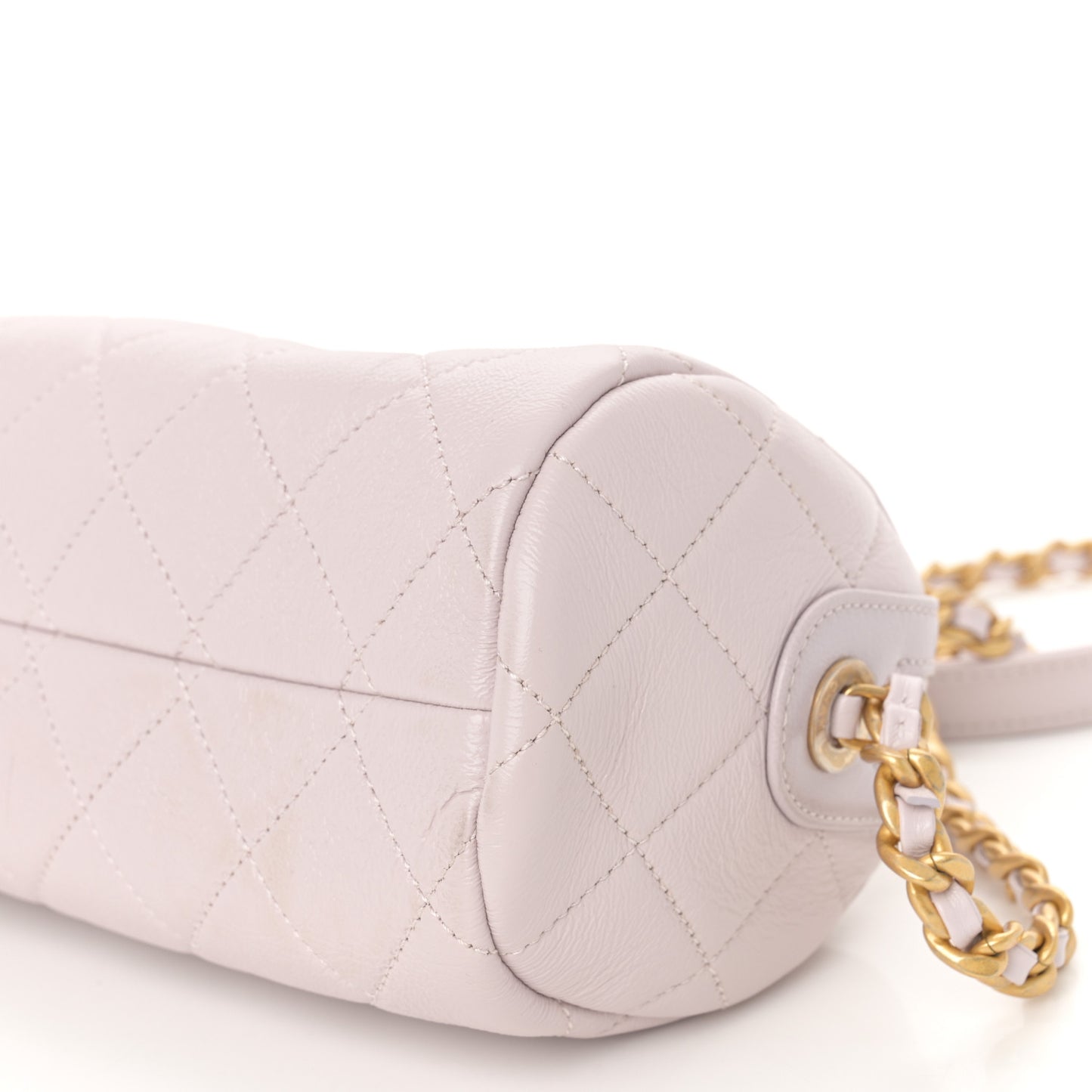 Shiny Lambskin Quilted Small Fashion Therapy Bowling Bag Lilac
