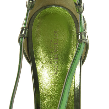Bottega Veneta Metallic Calfskin Wedge Sandals 38 Green 9 of 11
