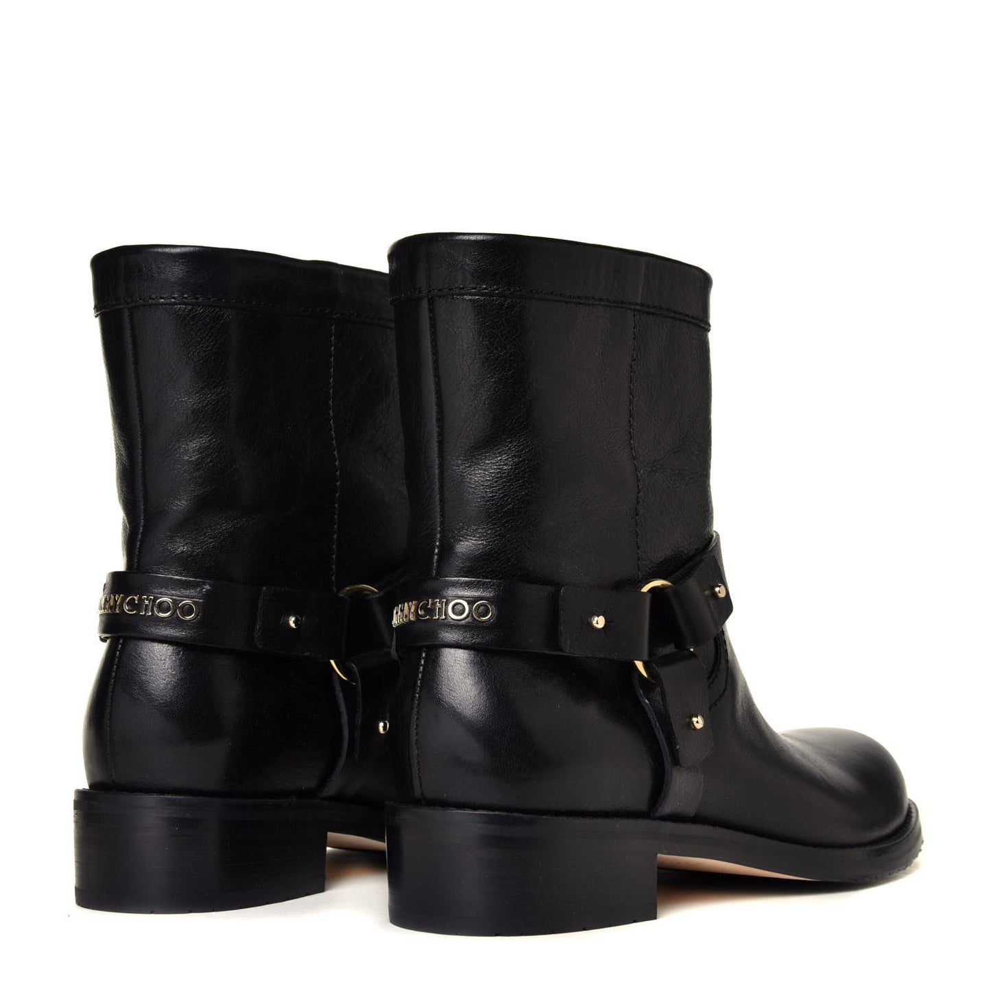 Shiny Calfskin Dixi Low Moto Boots 37.5 Black