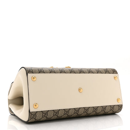 Gucci GG Supreme Monogram Calfskin Medium Horsebit 1955 Top Handle Bag Beige Ebony Mystic White 4 of 11