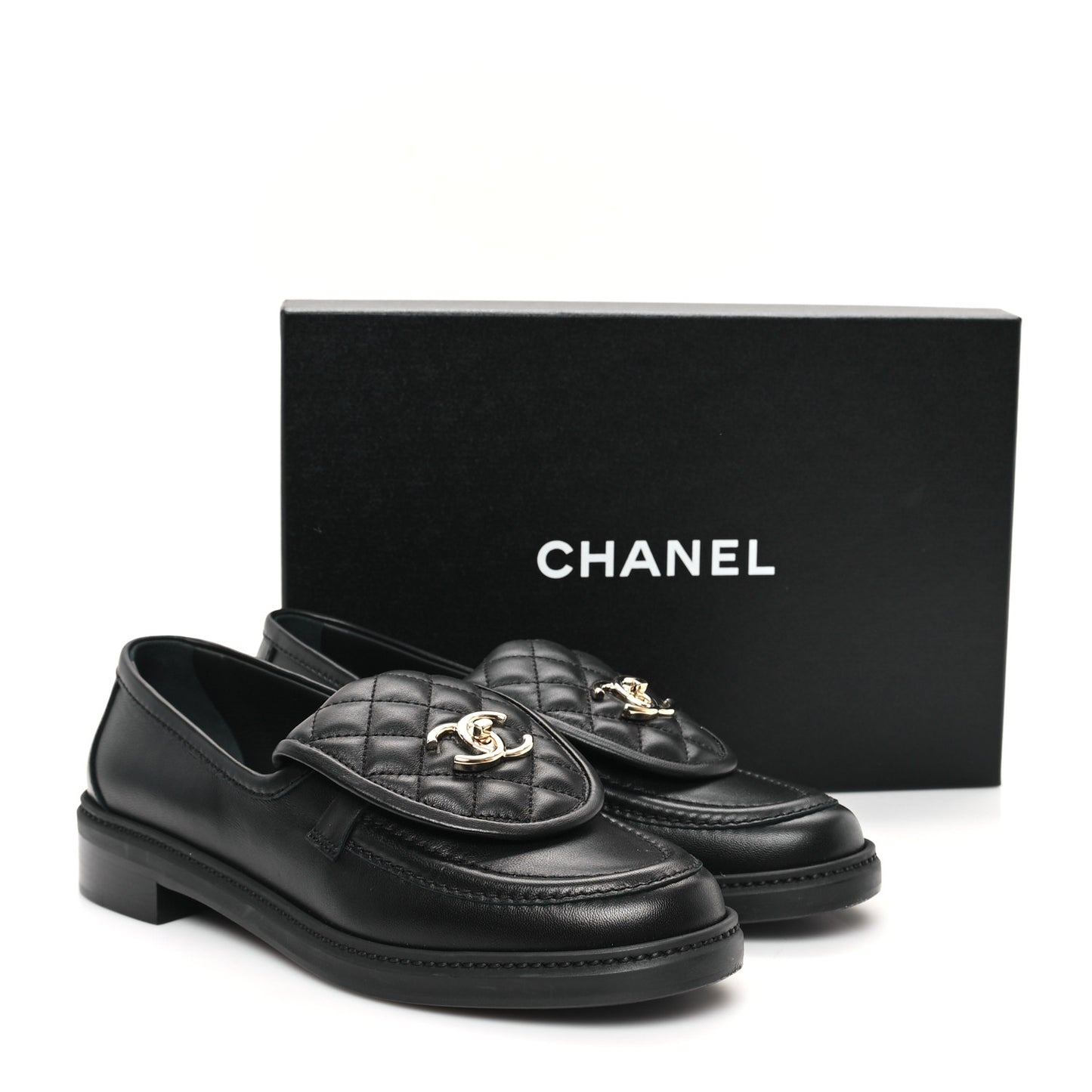 Lambskin Quilted CC Turnlock Loafers 40.5 Black