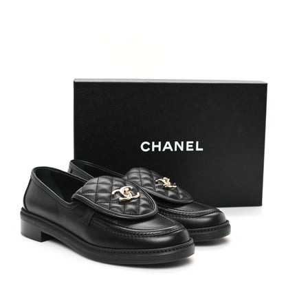 Chanel Lambskin Quilted CC Turnlock Loafers 40.5 Black 10 of 10