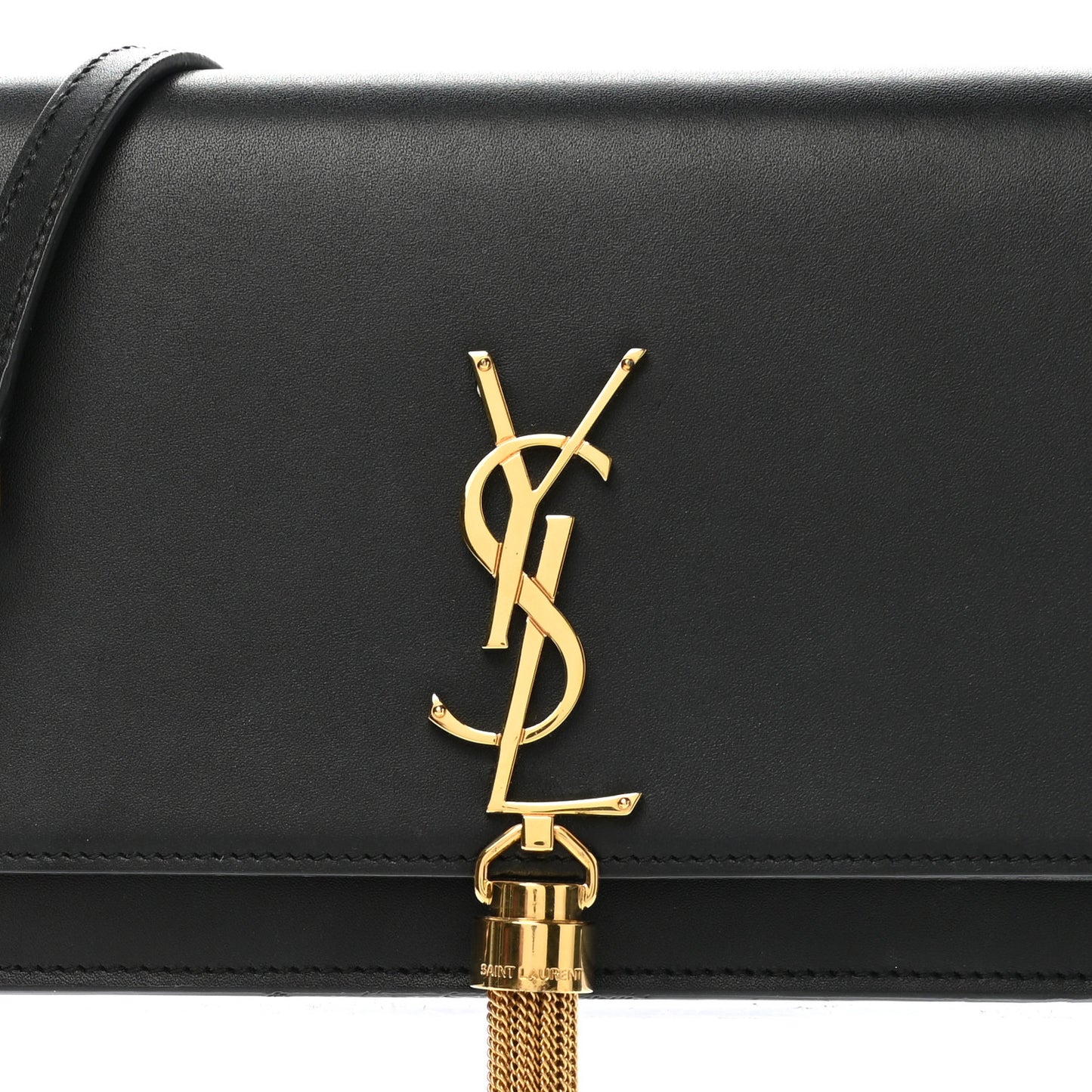Smooth Calfskin Classic Monogram Kate Tassel Chain Wallet Black