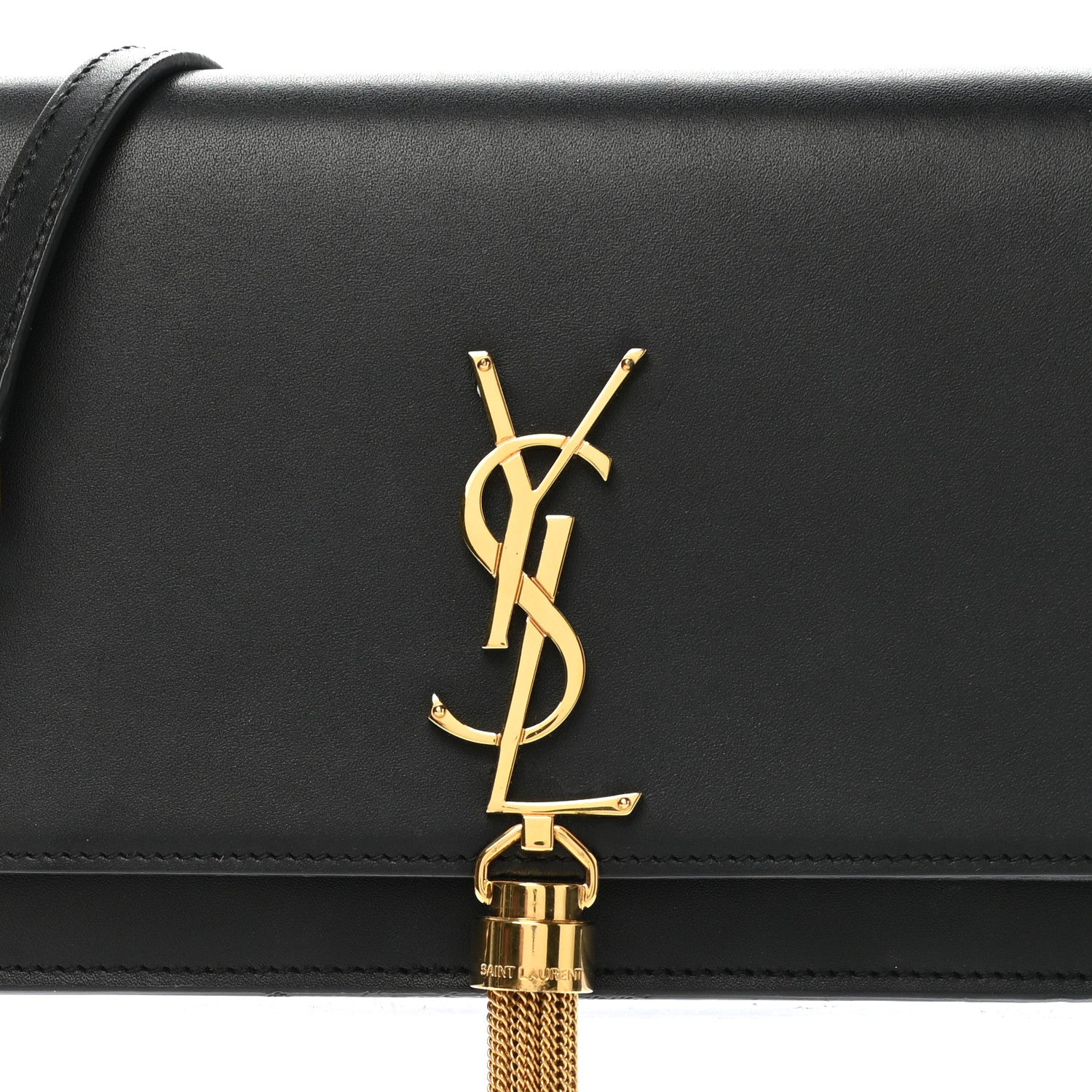 Saint Laurent Smooth Calfskin Classic Monogram Kate Tassel Chain Wallet Black 7 of 10