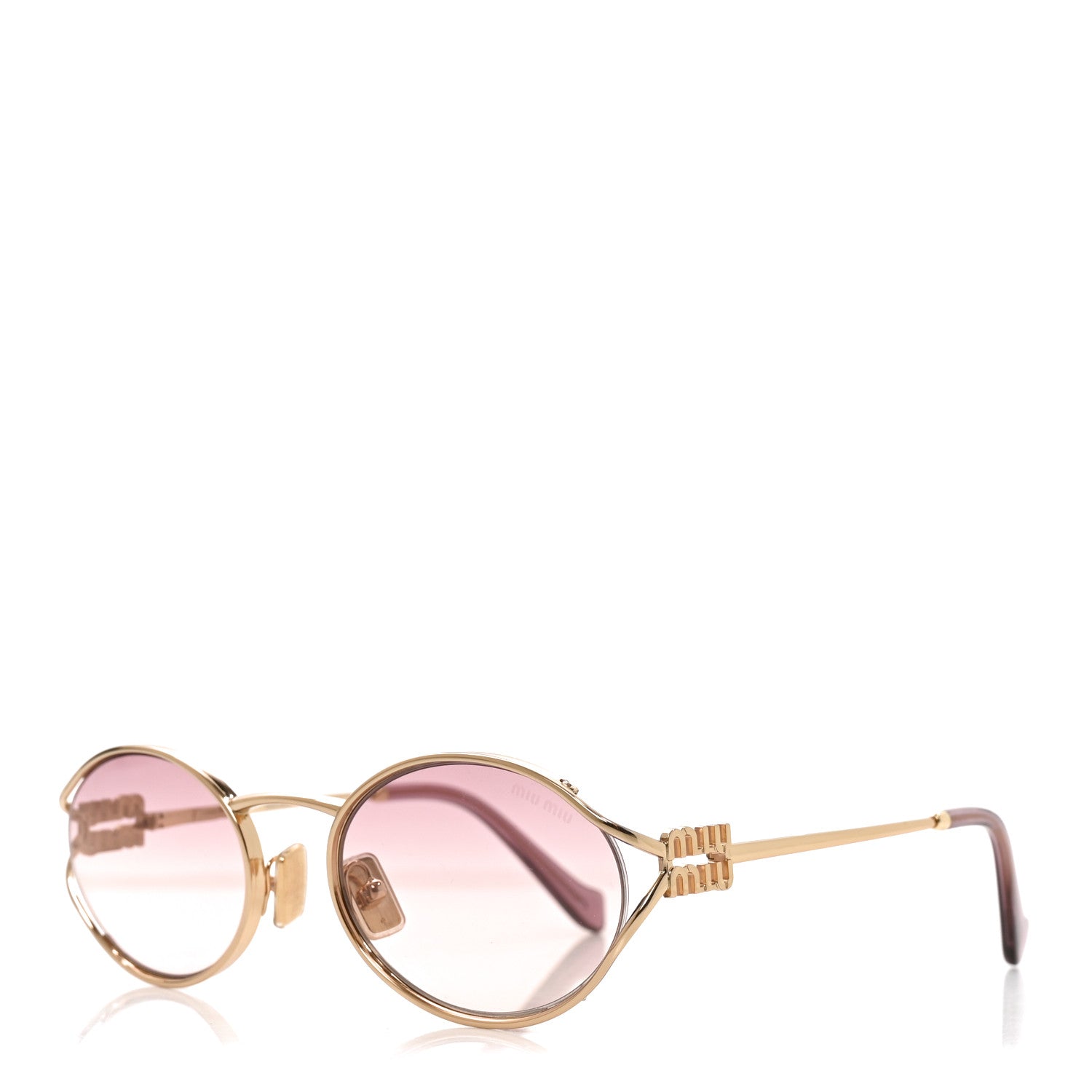 Miu Miu Metal Oval Sunglasses SMU52Y Gold 1 of 7