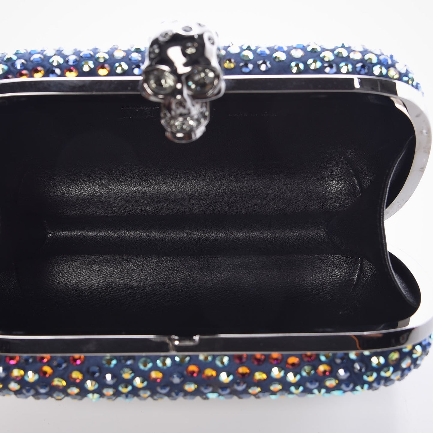 Silk Crystal Skull Box Clutch Multicolor