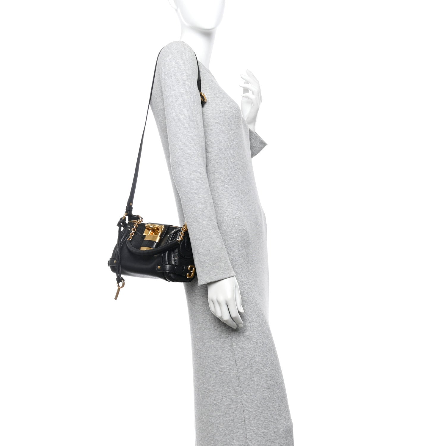 Chloe Grained Buffalo Small Paddington Chain Bag Black 2 of 9