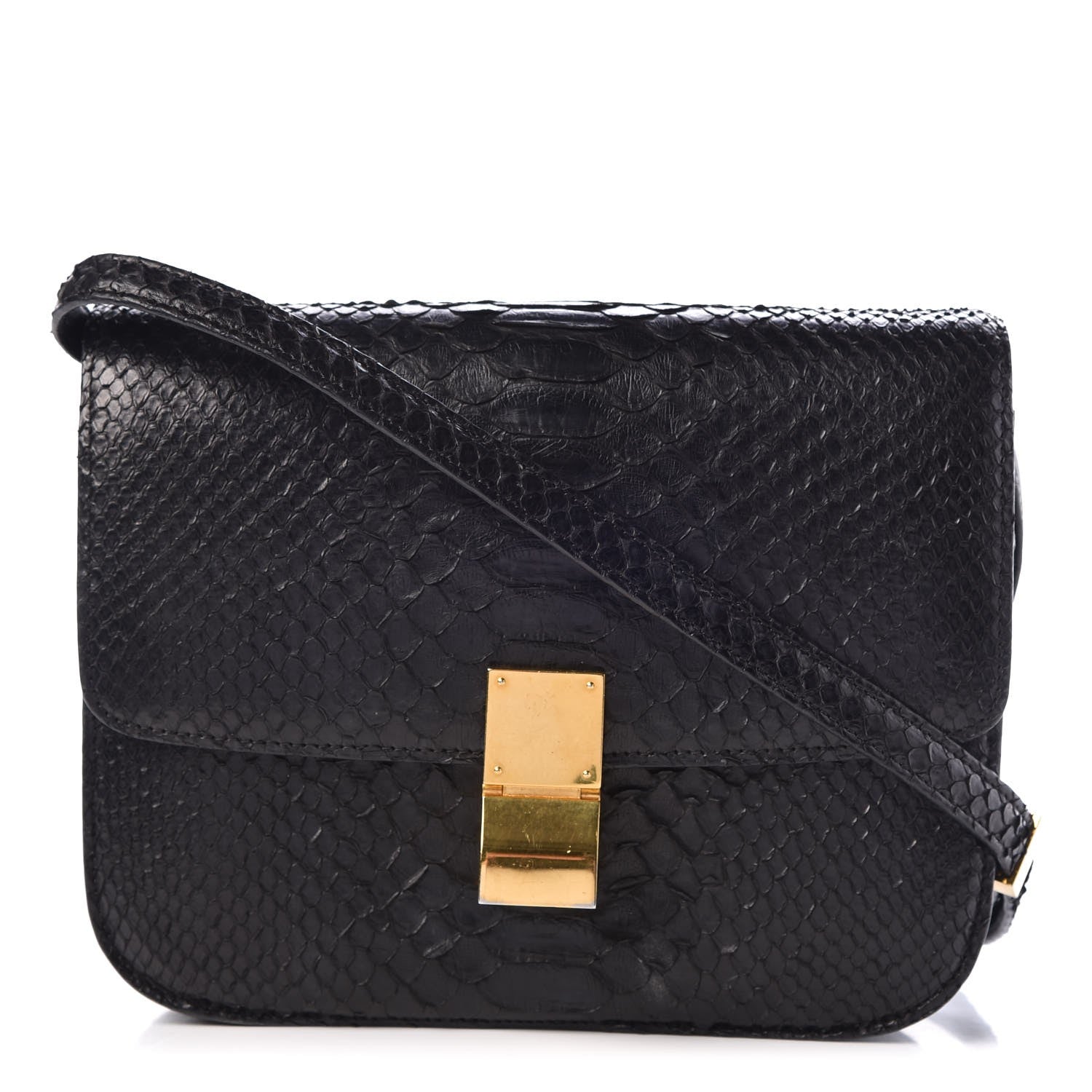 Celine Python Medium Classic Box Flap Bag Black 1 of 6