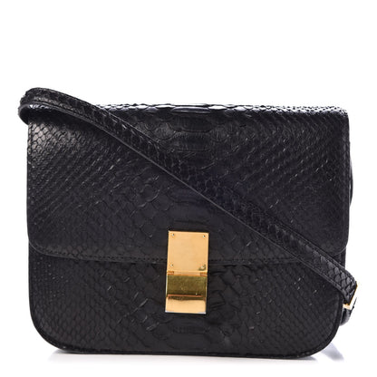 Celine Python Medium Classic Box Flap Bag Black 1 of 6