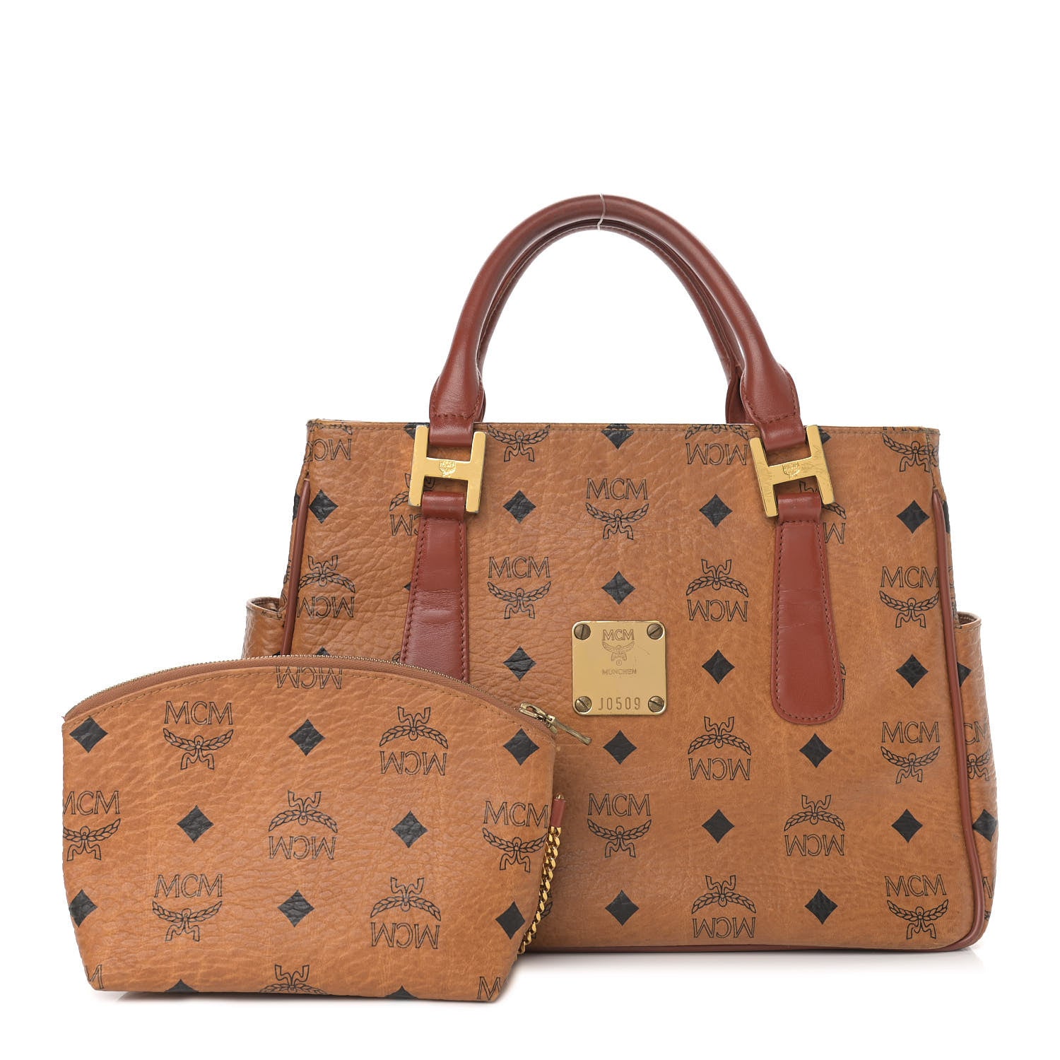 MCM Visetos Small Tote Cognac 3 of 16