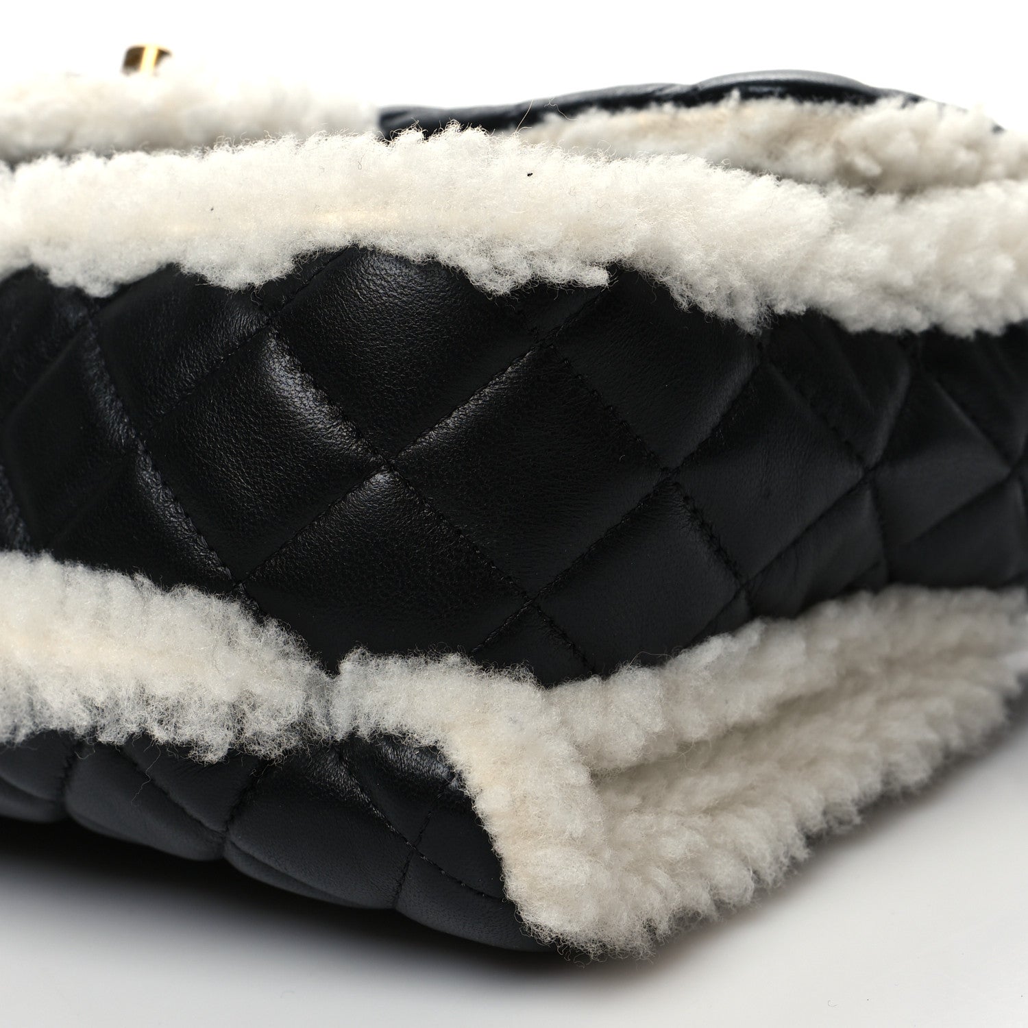 Chanel Lambskin Shearling Large CC Flap Bag Black White 10 of 10