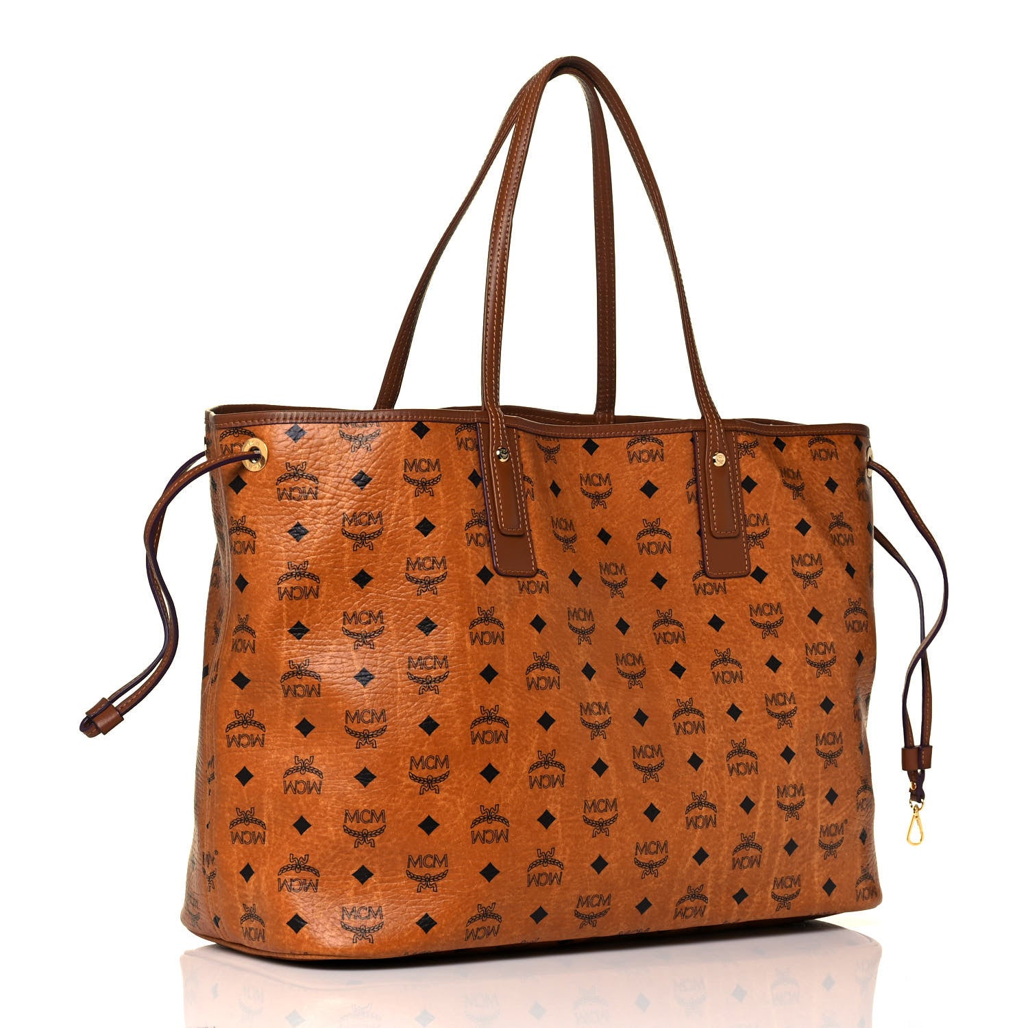 MCM Visetos Large Liz Reversible Shopper Tote Cognac 3 of 19