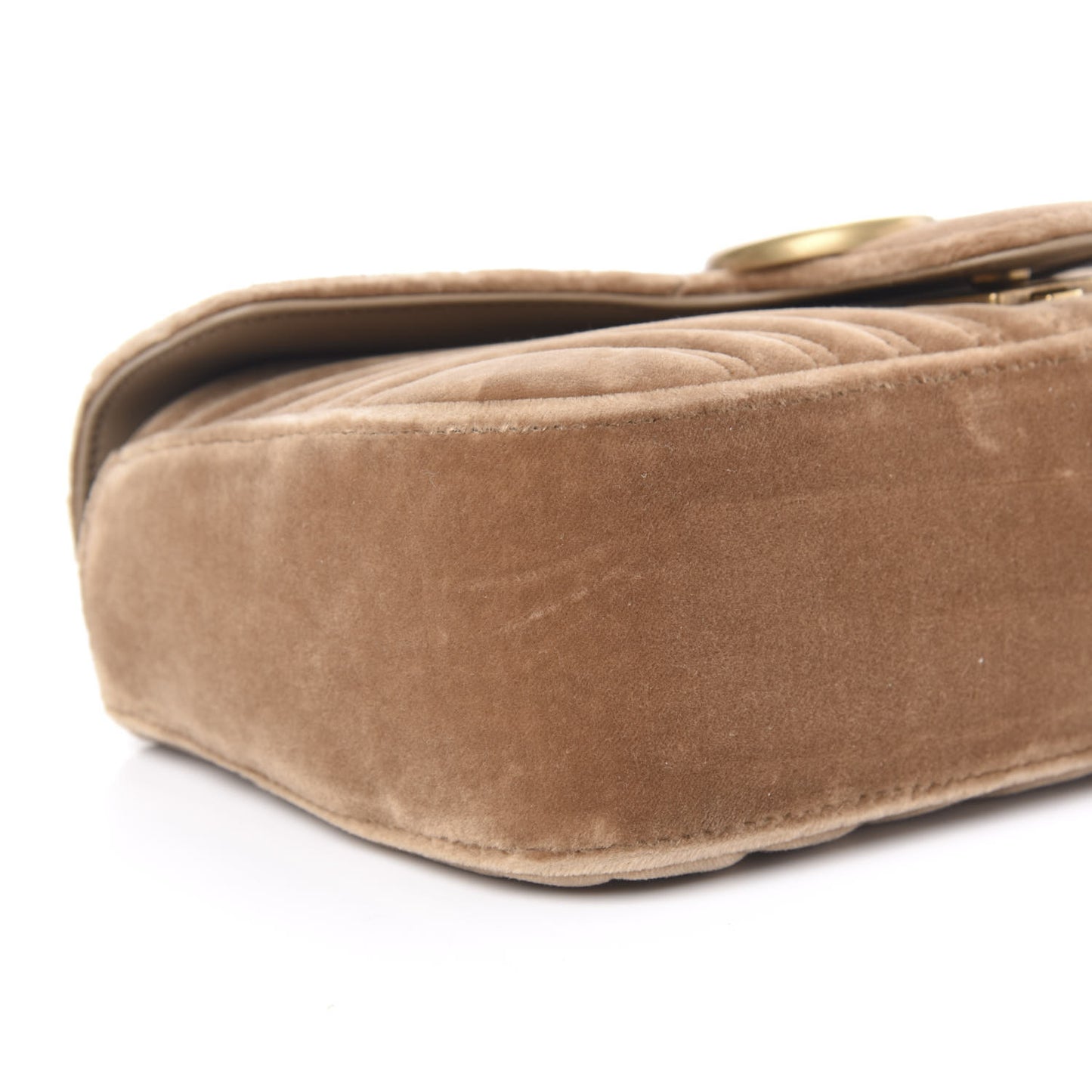 Velvet Matelasse Small GG Marmont Shoulder Bag Taupe