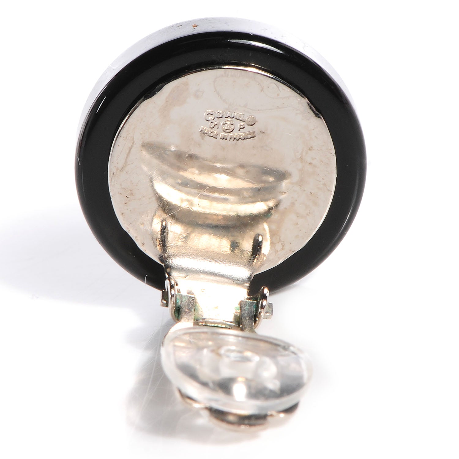 Chanel Mirror CC Clip On Earrings Black 4 of 5