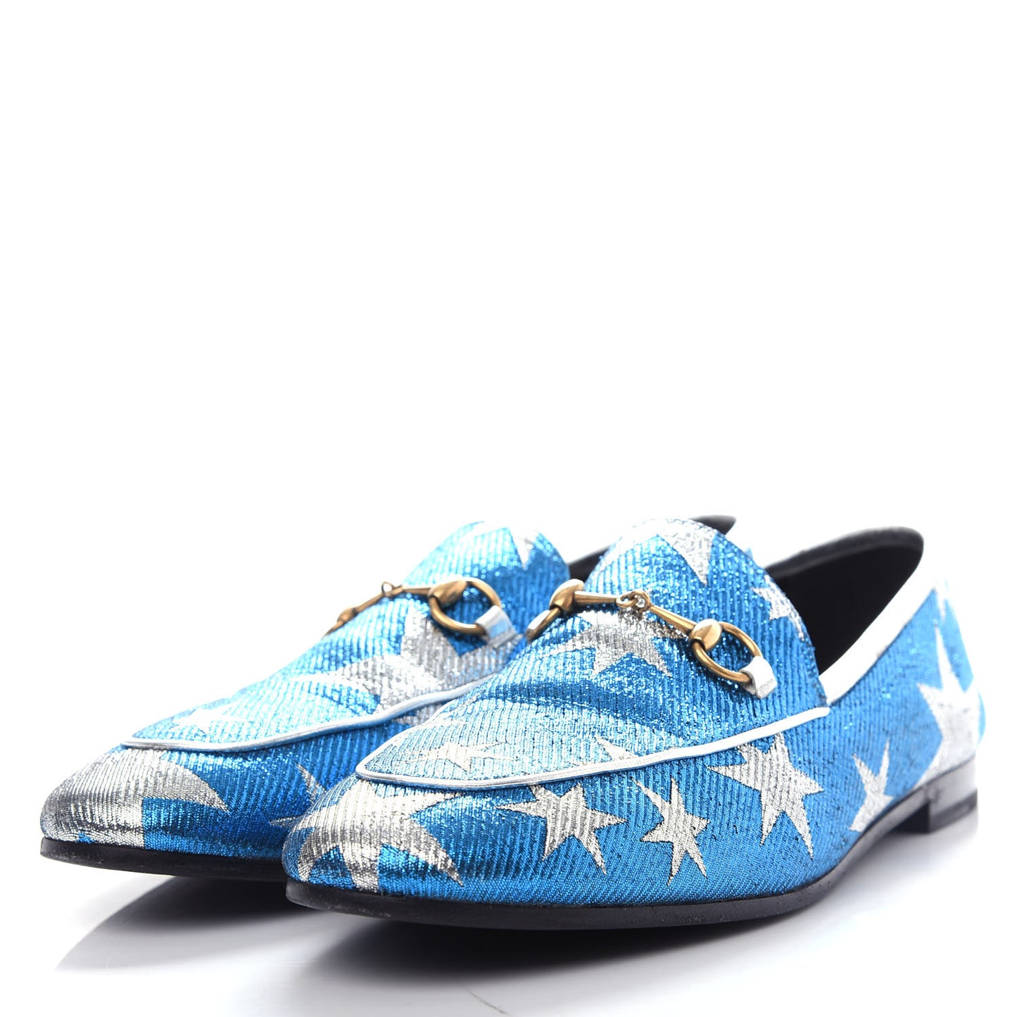 Lurex Calfskin Starry Sky Womens Jordaan Loafers 40.5 Bluette Silver