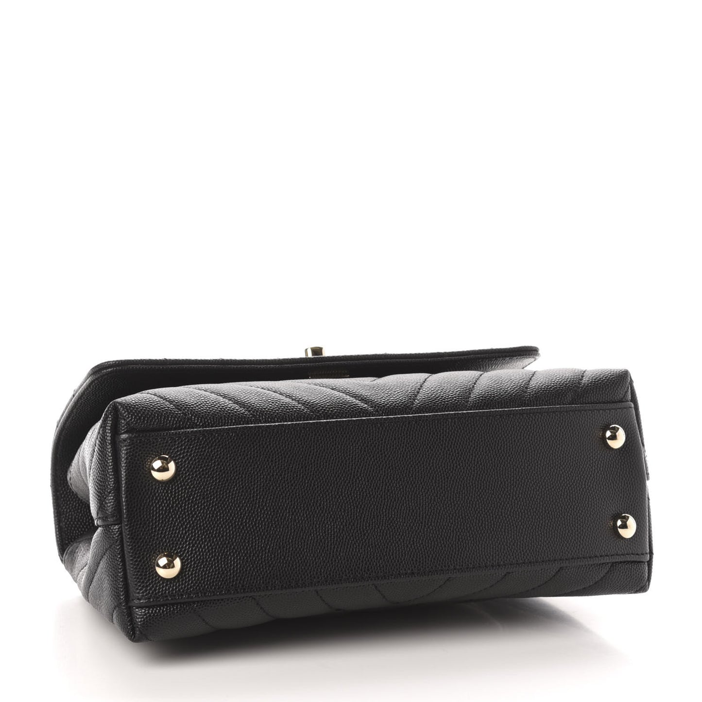 Caviar Chevron Quilted Mini Coco Handle Flap Black