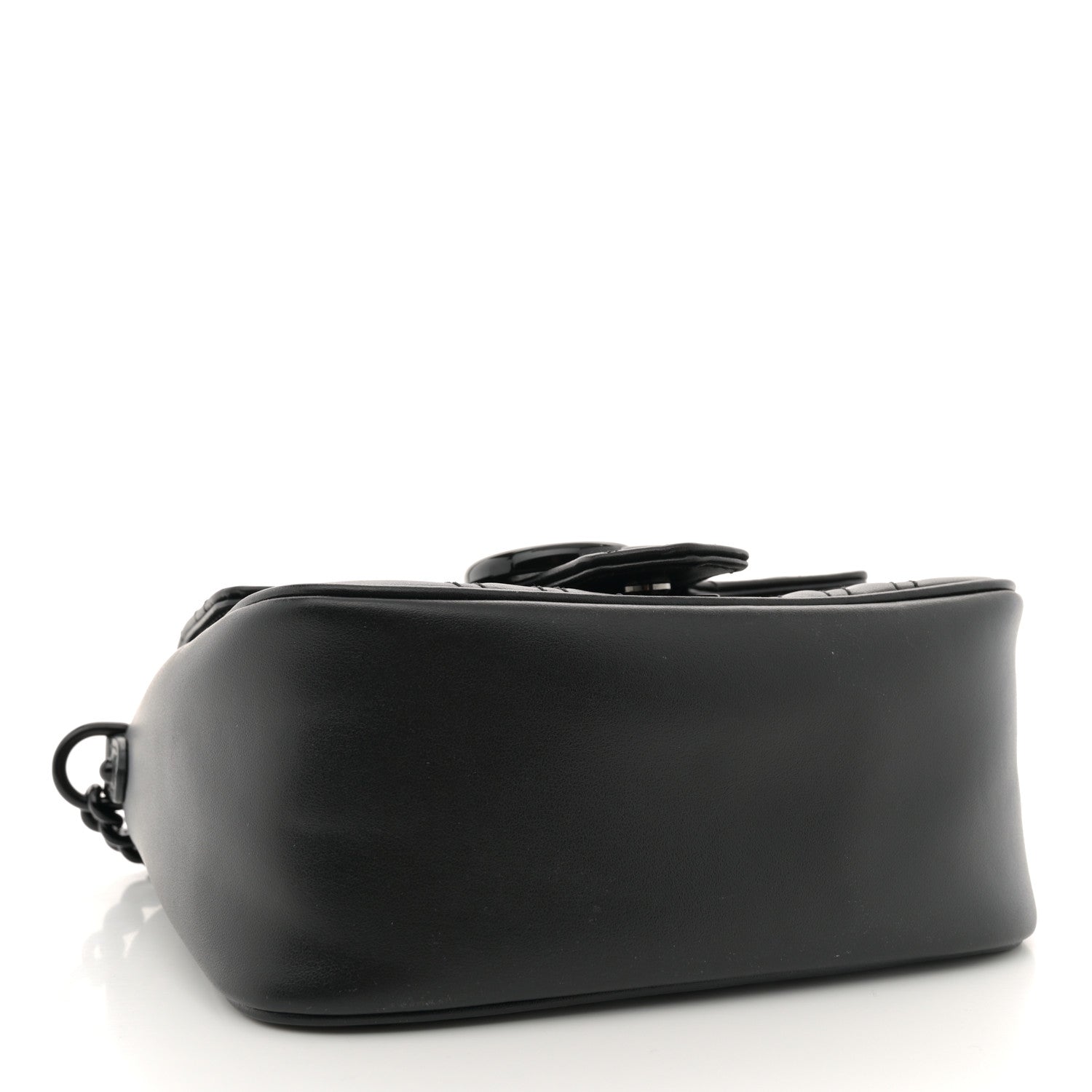 Gucci Calfskin Matelasse Monochrome Mini GG Marmont Crossbody Shoulder Bag Black 4 of 11