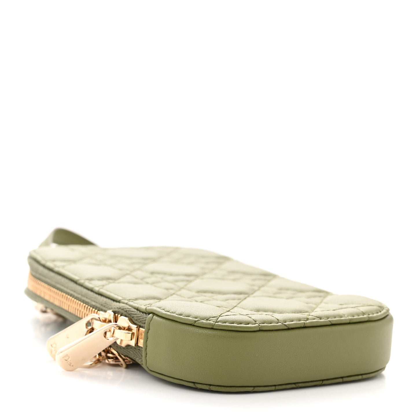 Lambskin Cannage Lady Dior Phone Holder Green