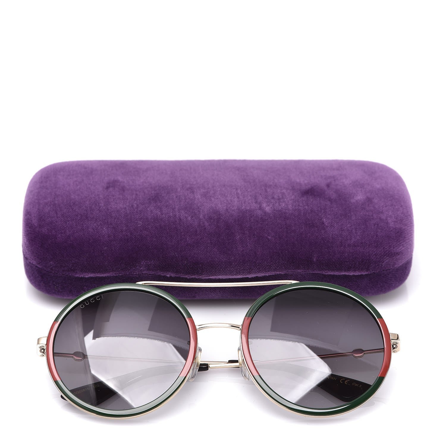 Gucci Round Frame Sunglasses GG0061S Gold Green 8 of 8